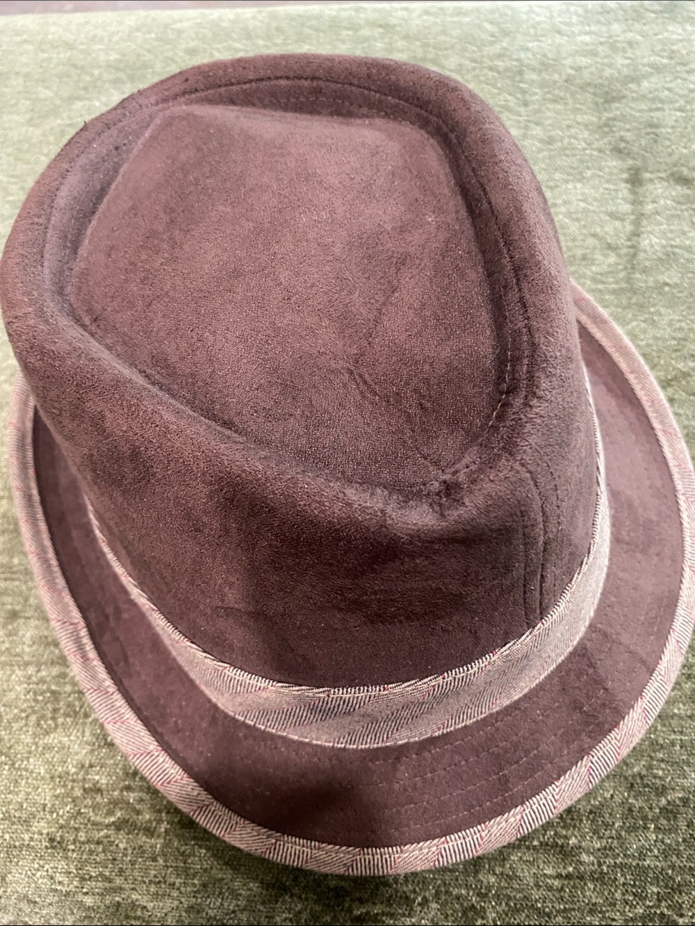 Sean John Brown Fedora with Herringbone Trim